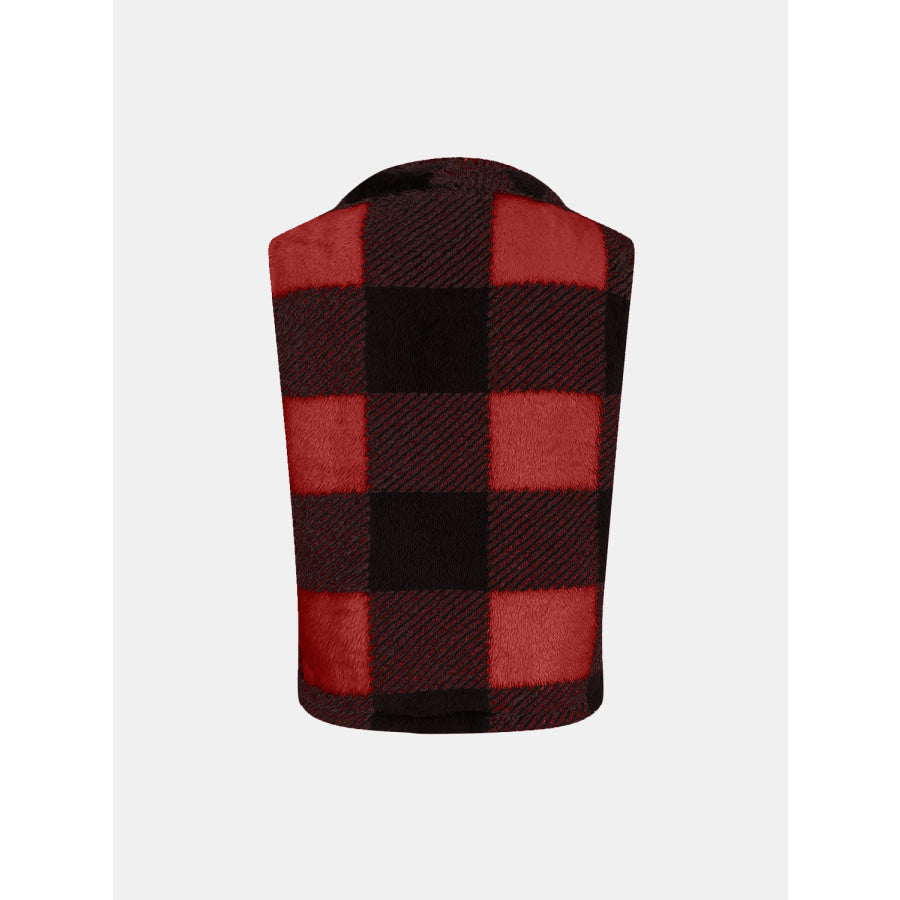 Plaid Open Front Vest Coat Apparel and Accessories