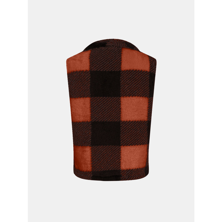 Plaid Open Front Vest Coat Apparel and Accessories