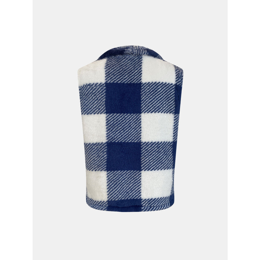 Plaid Open Front Vest Coat Apparel and Accessories