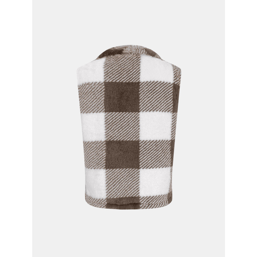 Plaid Open Front Vest Coat Apparel and Accessories