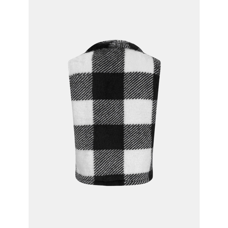 Plaid Open Front Vest Coat Apparel and Accessories