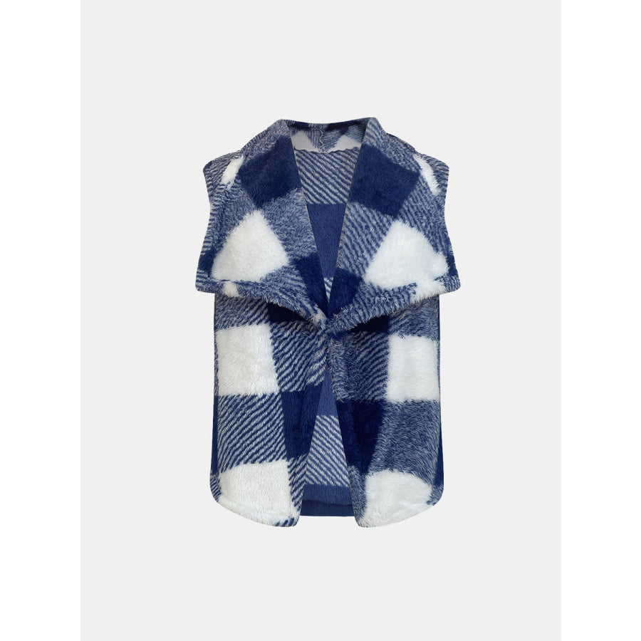 Plaid Open Front Vest Coat Apparel and Accessories