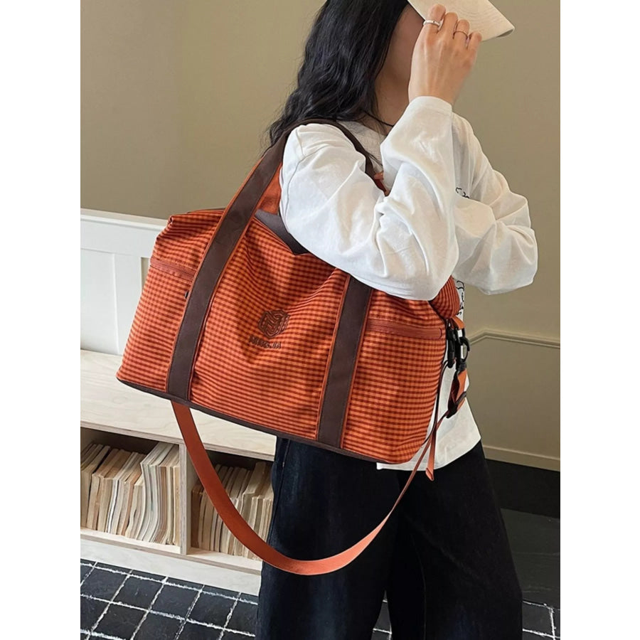 Plaid Oxford Cloth Travel Bag Apparel and Accessories