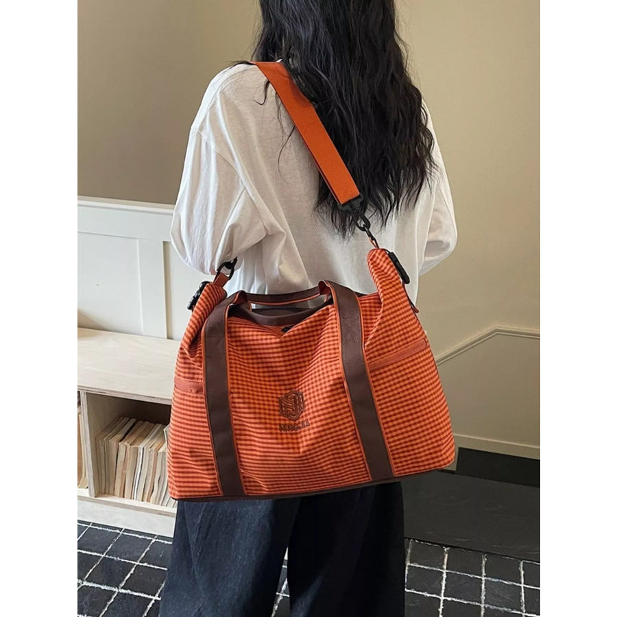 Plaid Oxford Cloth Travel Bag Apparel and Accessories