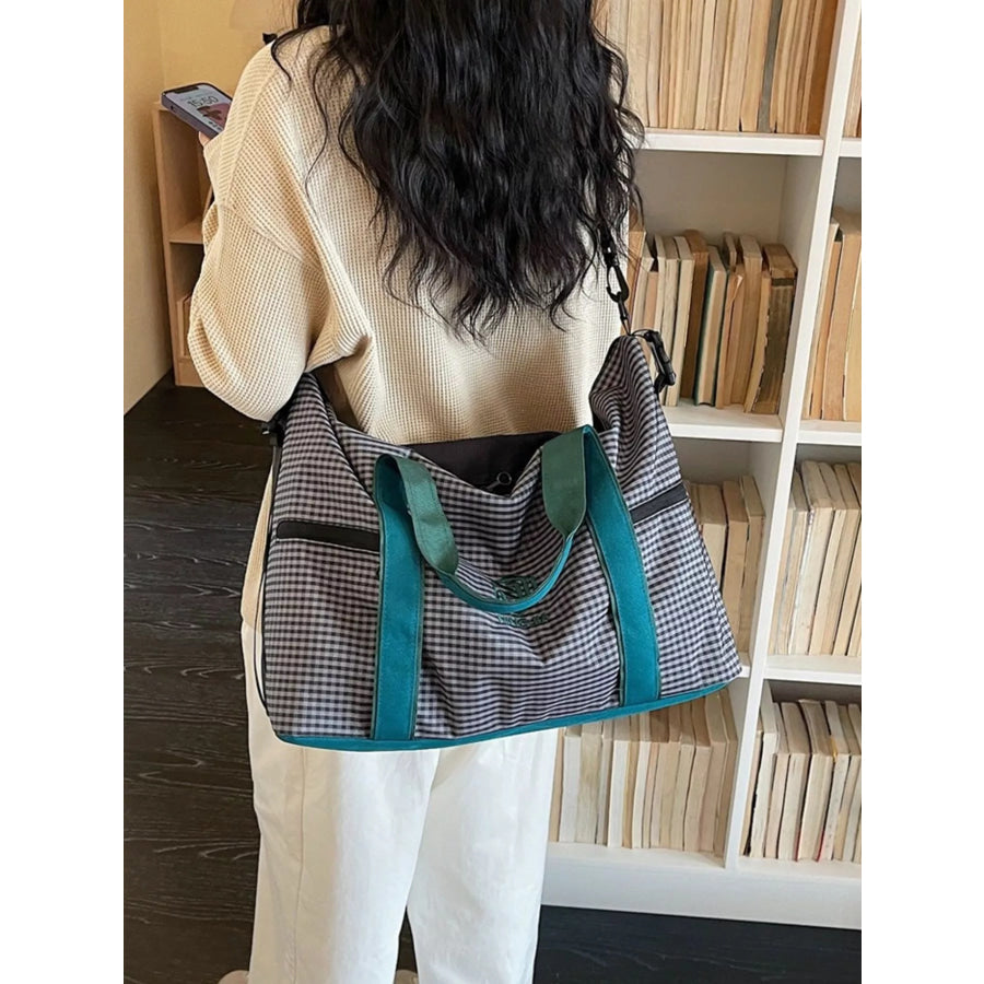 Plaid Oxford Cloth Travel Bag Apparel and Accessories