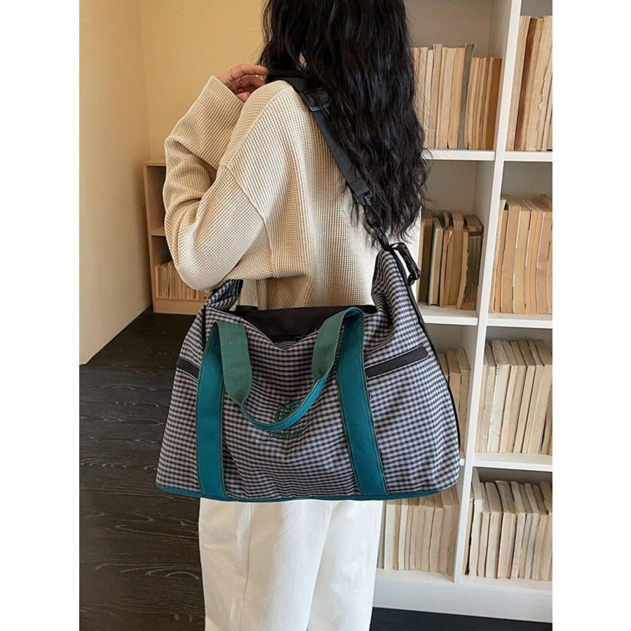 Plaid Oxford Cloth Travel Bag Apparel and Accessories
