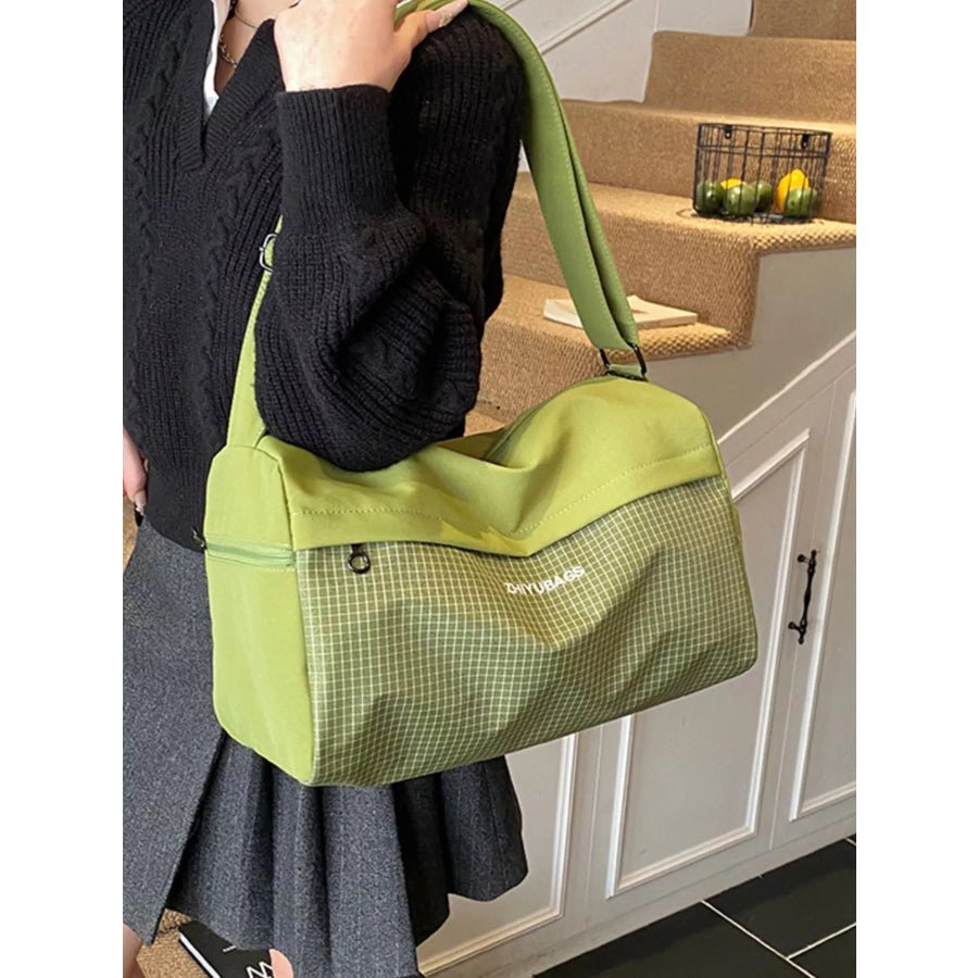 Plaid Oxford Cloth Travel Bag Green / onesize Apparel and Accessories