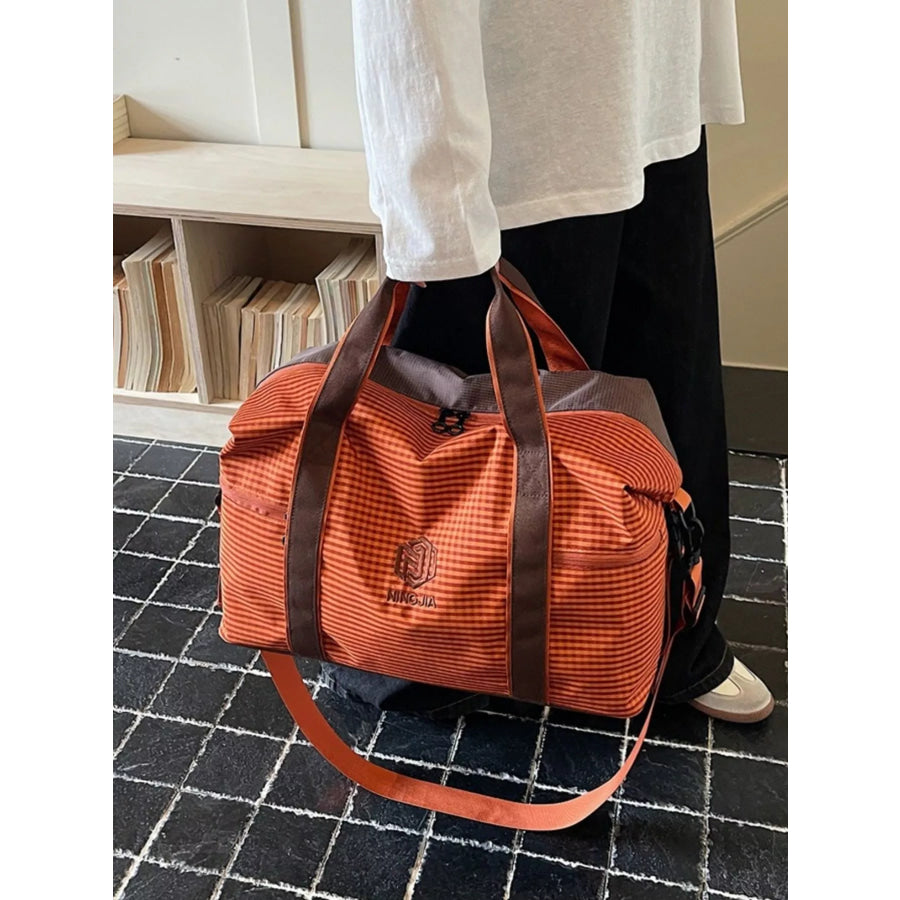 Plaid Oxford Cloth Travel Bag Orange / onesize Apparel and Accessories