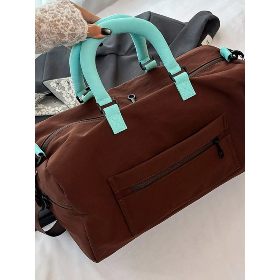 Plaid Oxford Sloth Travel Bag Brown / One Size Apparel and Accessories