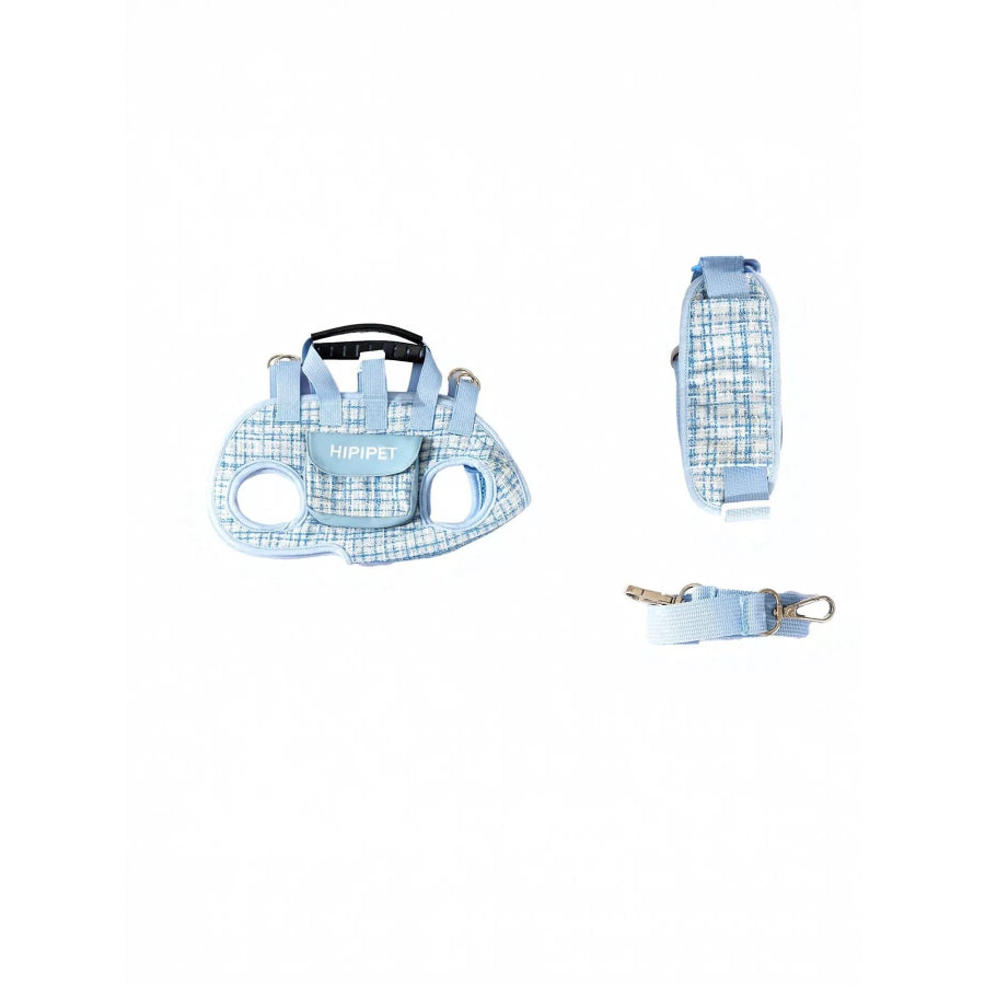 Plaid Pet Collar Harness and Leash Set Pastel Blue / S Apparel and Accessories