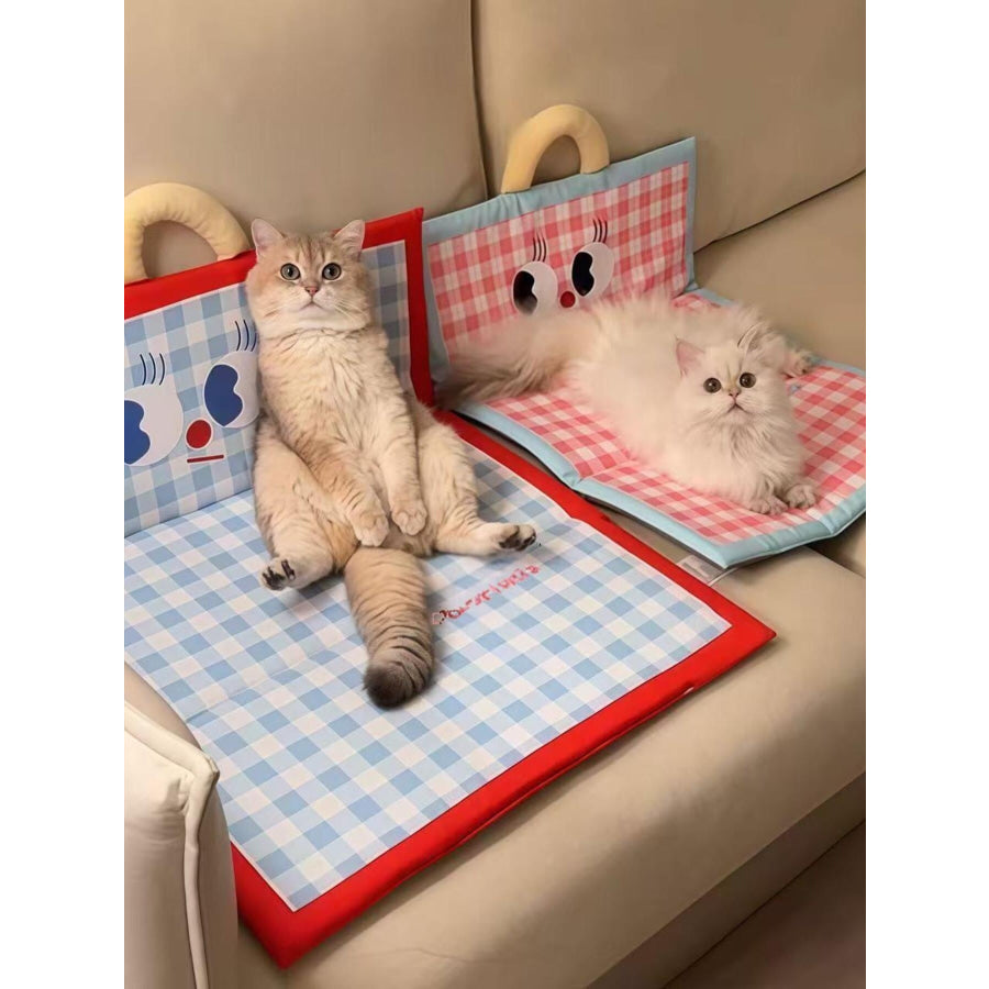 Plaid Pet Mat with Handle Apparel and Accessories