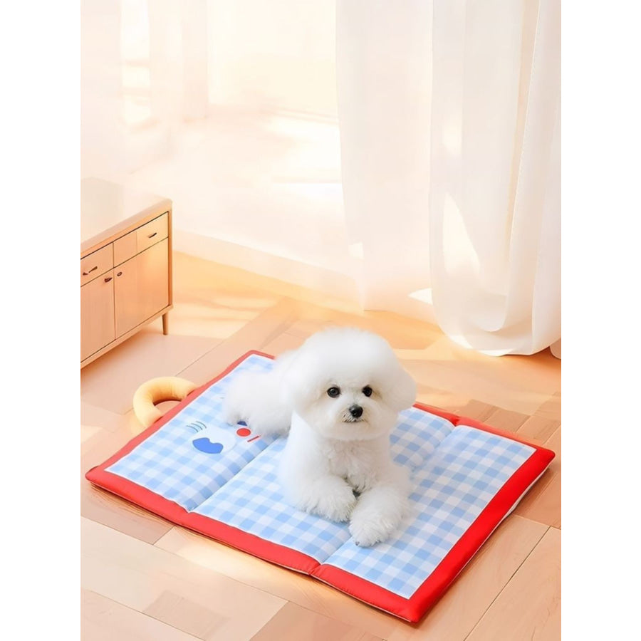 Plaid Pet Mat with Handle Blue/Red / S Apparel and Accessories