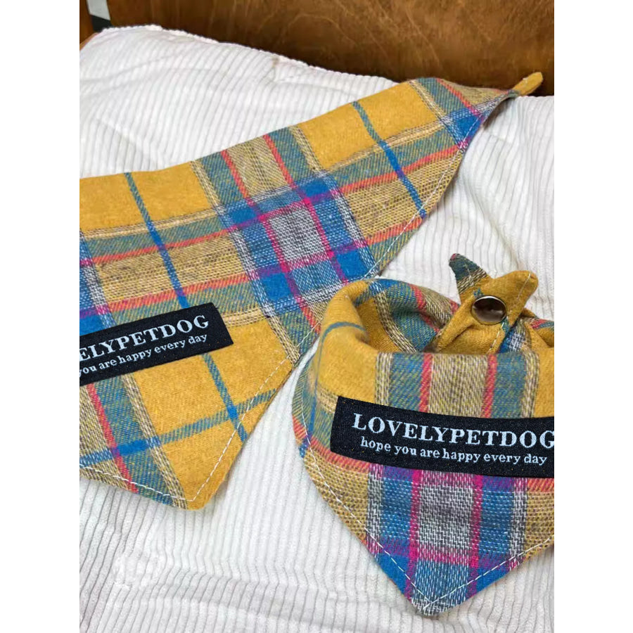 Plaid Pet Scarf Triangle Scarf / S Apparel and Accessories