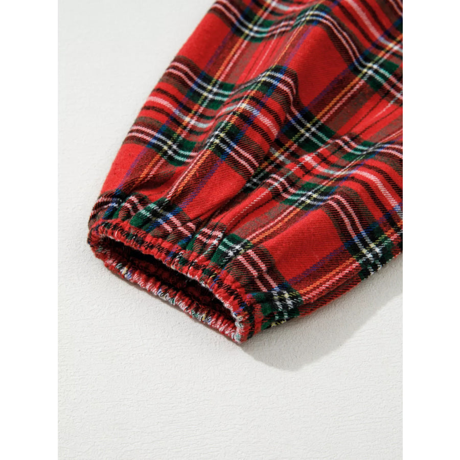 Plaid Print Ricrac Tiered Bubble Sleeve Mini Dress Apparel and Accessories
