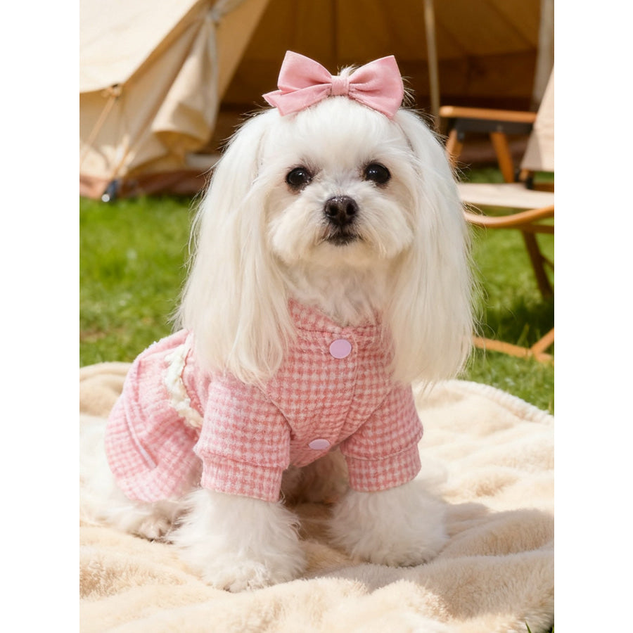 Plaid Ruffle Pet Dress with Bow Apparel and Accessories