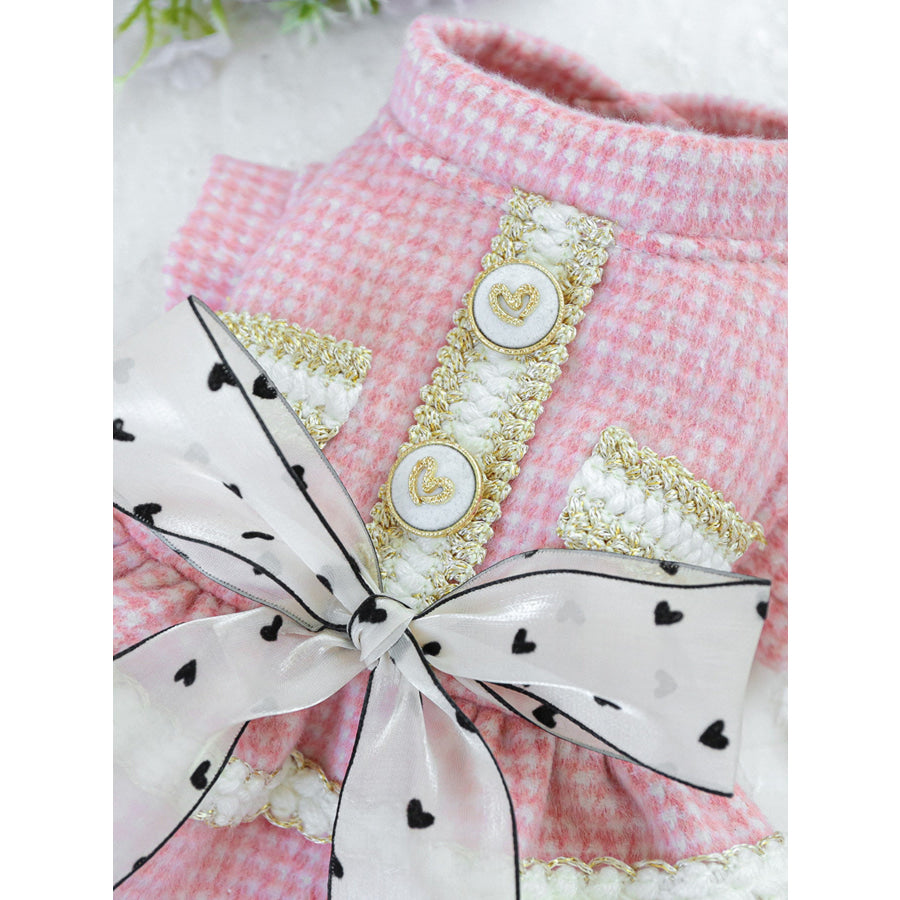 Plaid Ruffle Pet Dress with Bow Apparel and Accessories