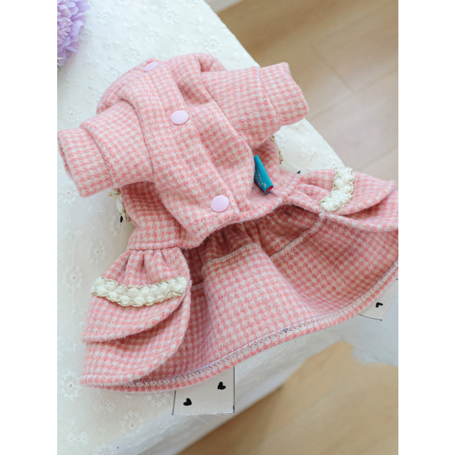 Plaid Ruffle Pet Dress with Bow Apparel and Accessories