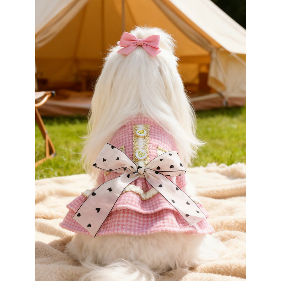 Plaid Ruffle Pet Dress with Bow Sweetheart Princess Dress / XS Apparel and Accessories
