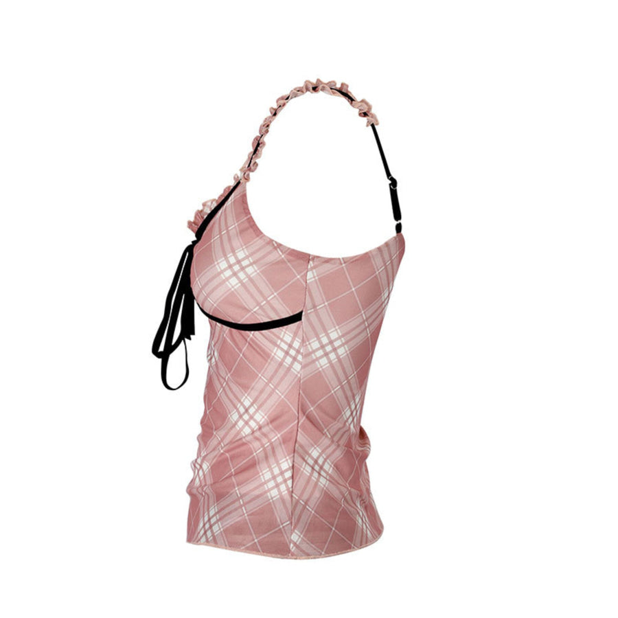 Plaid Ruffle Trim Cami Apparel and Accessories