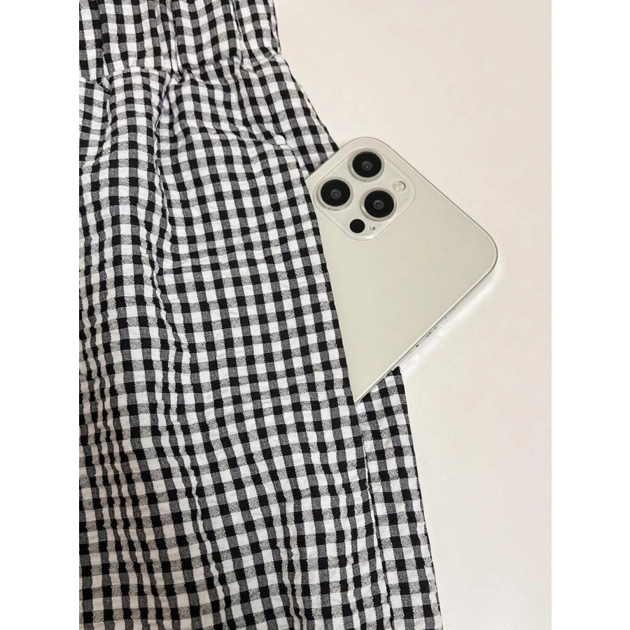 Plaid Scalloped Trim Tank and Pants Set Apparel and Accessories