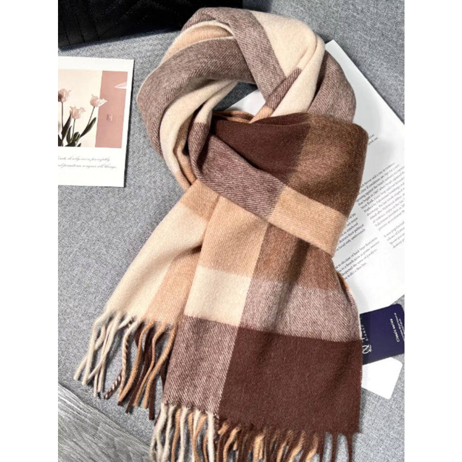 Plaid Scarf with Fringe Apparel and Accessories