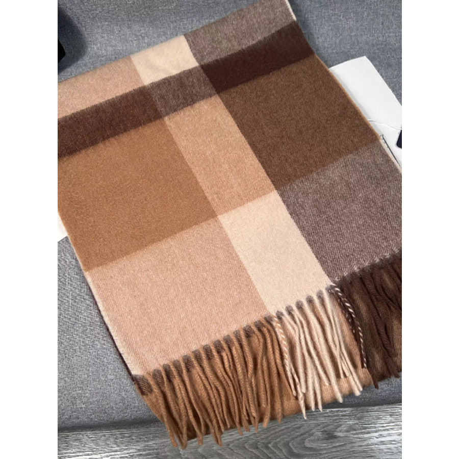 Plaid Scarf with Fringe Apparel and Accessories