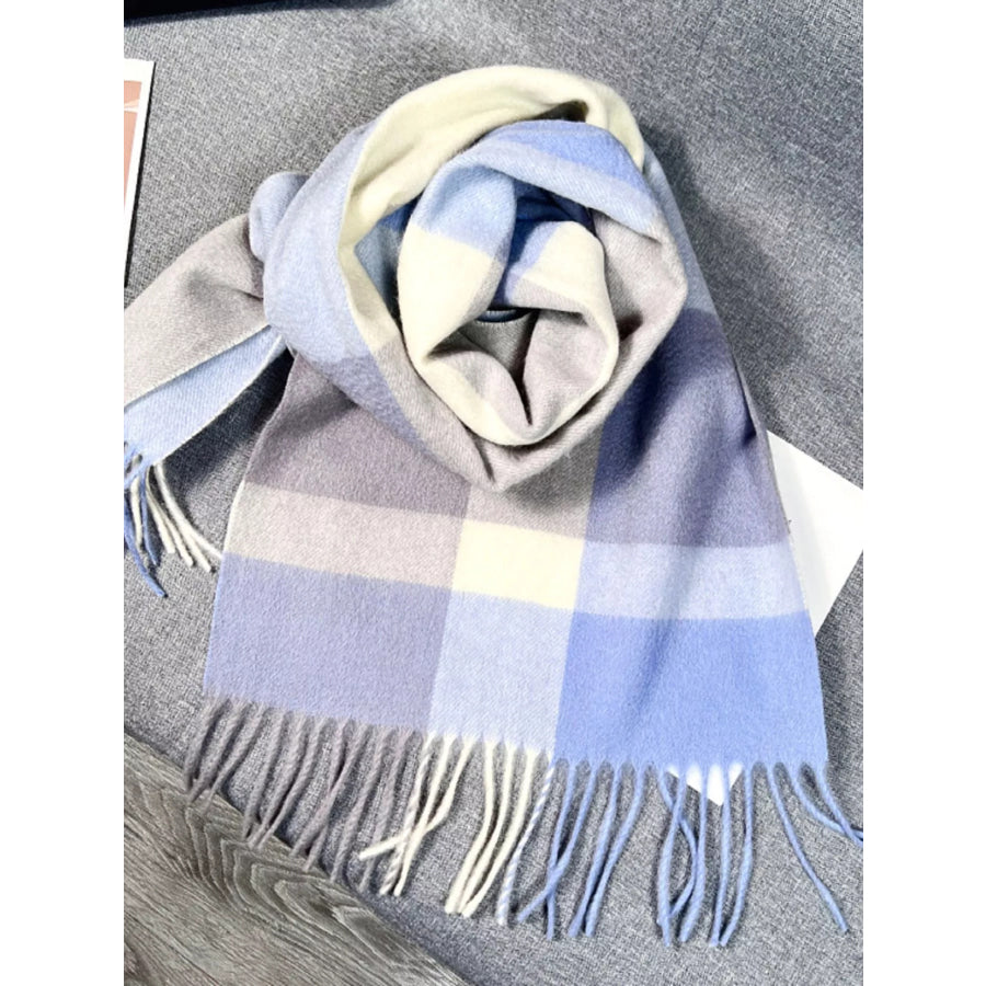Plaid Scarf with Fringe Apparel and Accessories