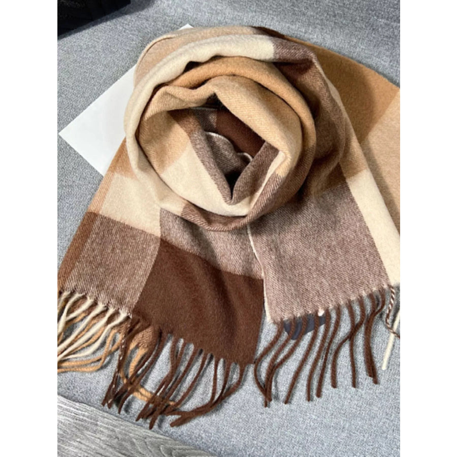 Plaid Scarf with Fringe Apparel and Accessories
