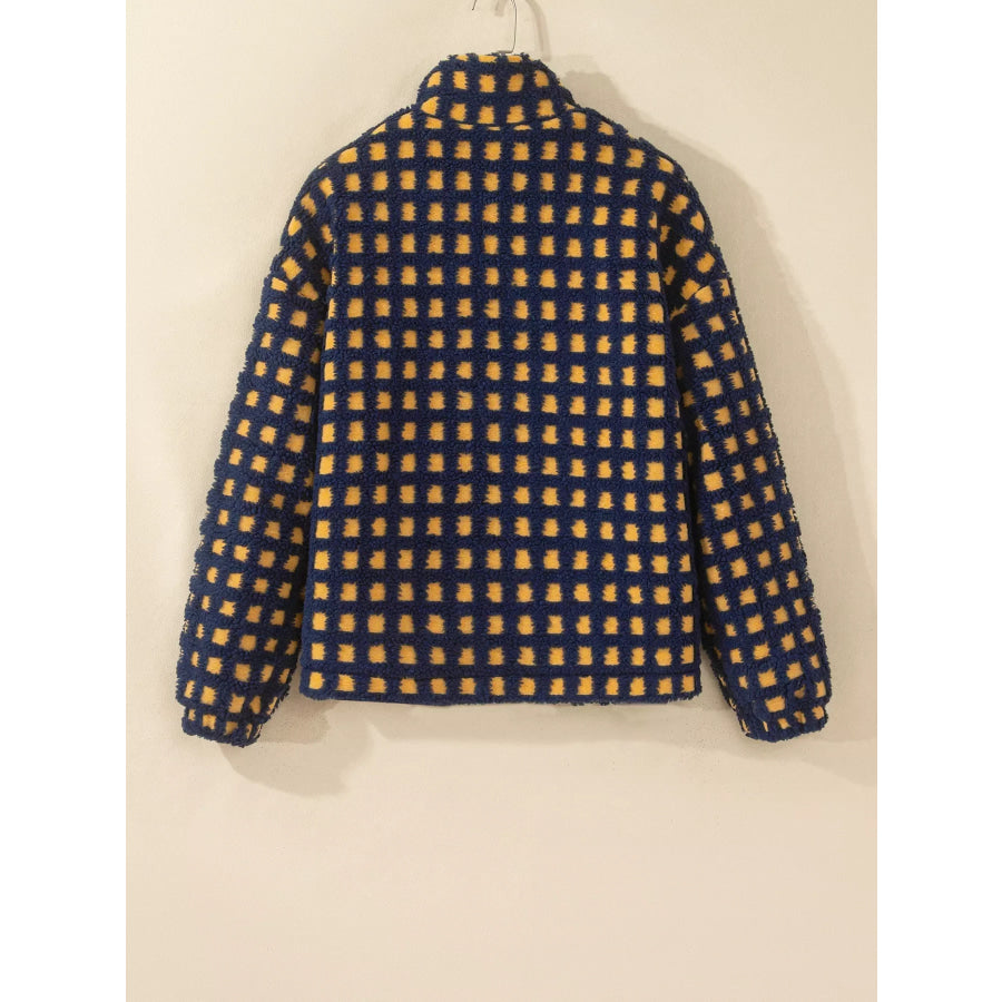 Plaid Sherpa Fleece Zip Up Jacket Apparel and Accessories