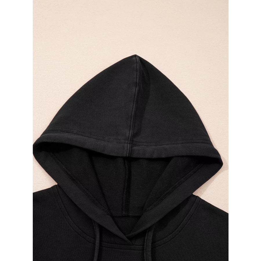 Plaid Sleeve Drawstring Pocket Hoodie Apparel and Accessories