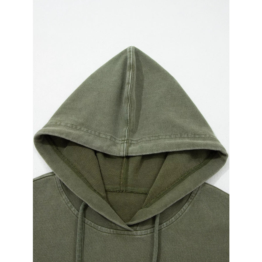 Plaid Sleeve Drawstring Pocket Hoodie Apparel and Accessories