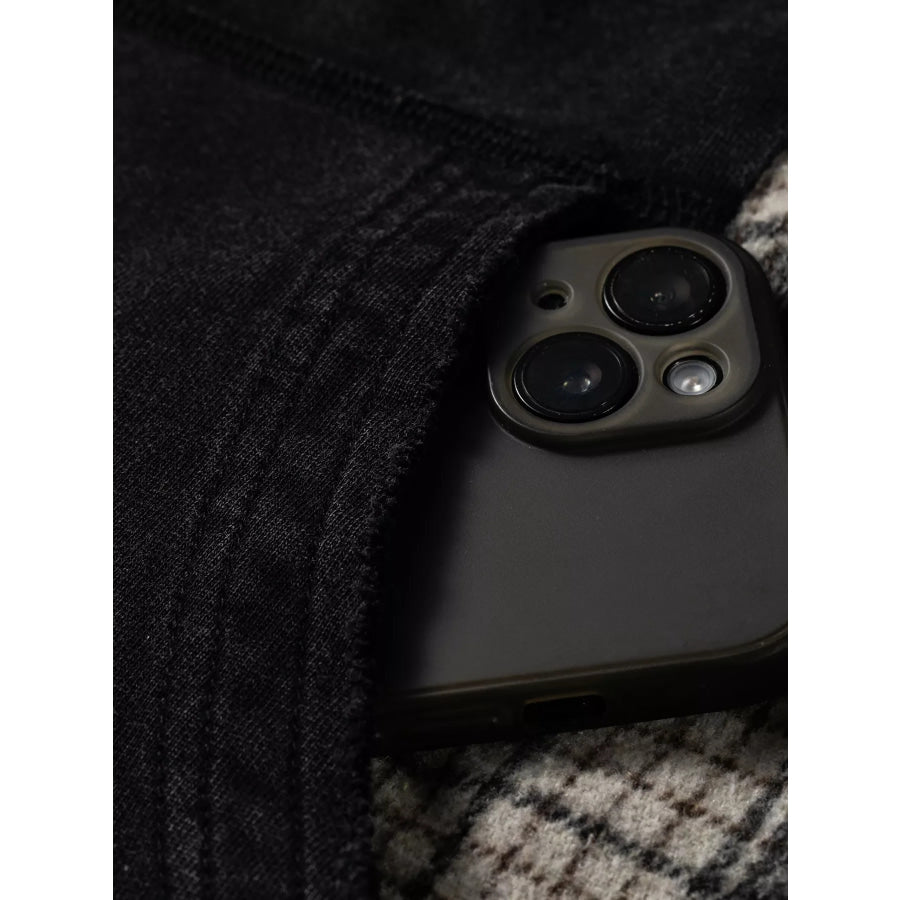 Plaid Sleeve Drawstring Pocket Hoodie Apparel and Accessories