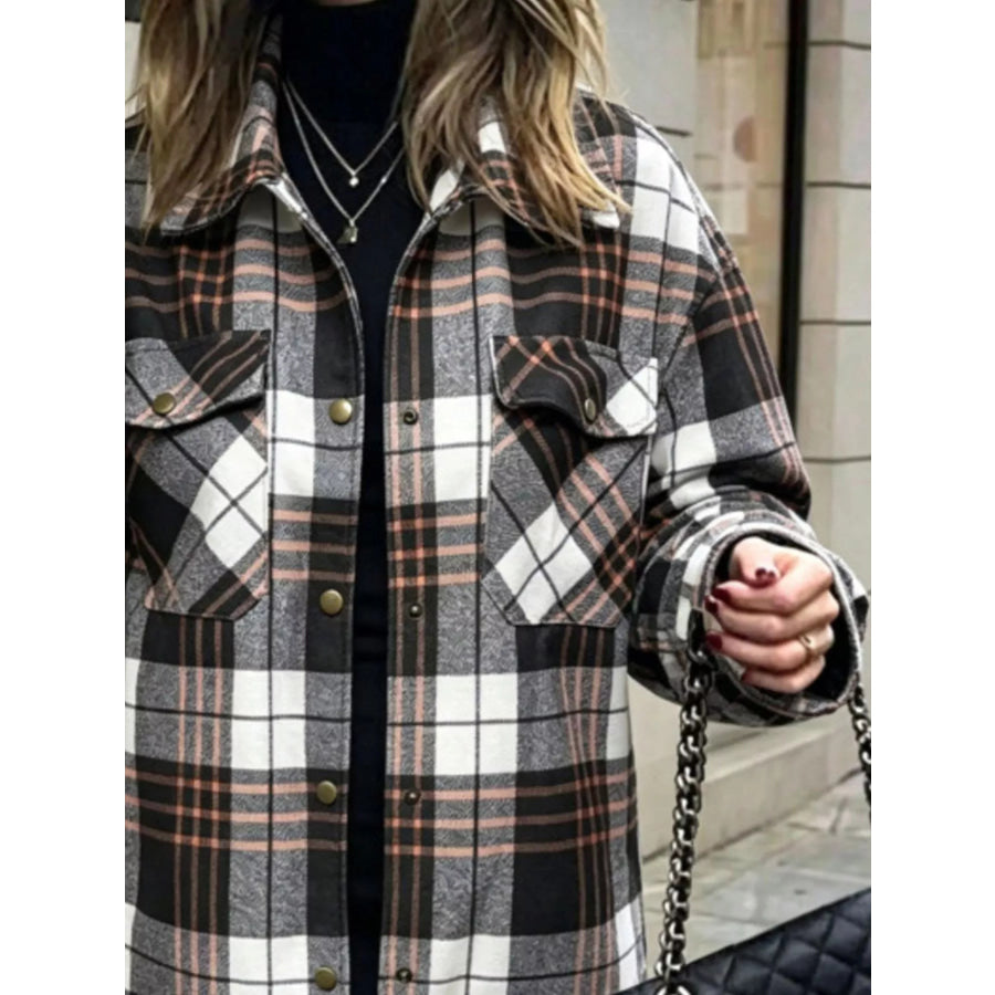 Plaid Snap Down Shacket Apparel and Accessories