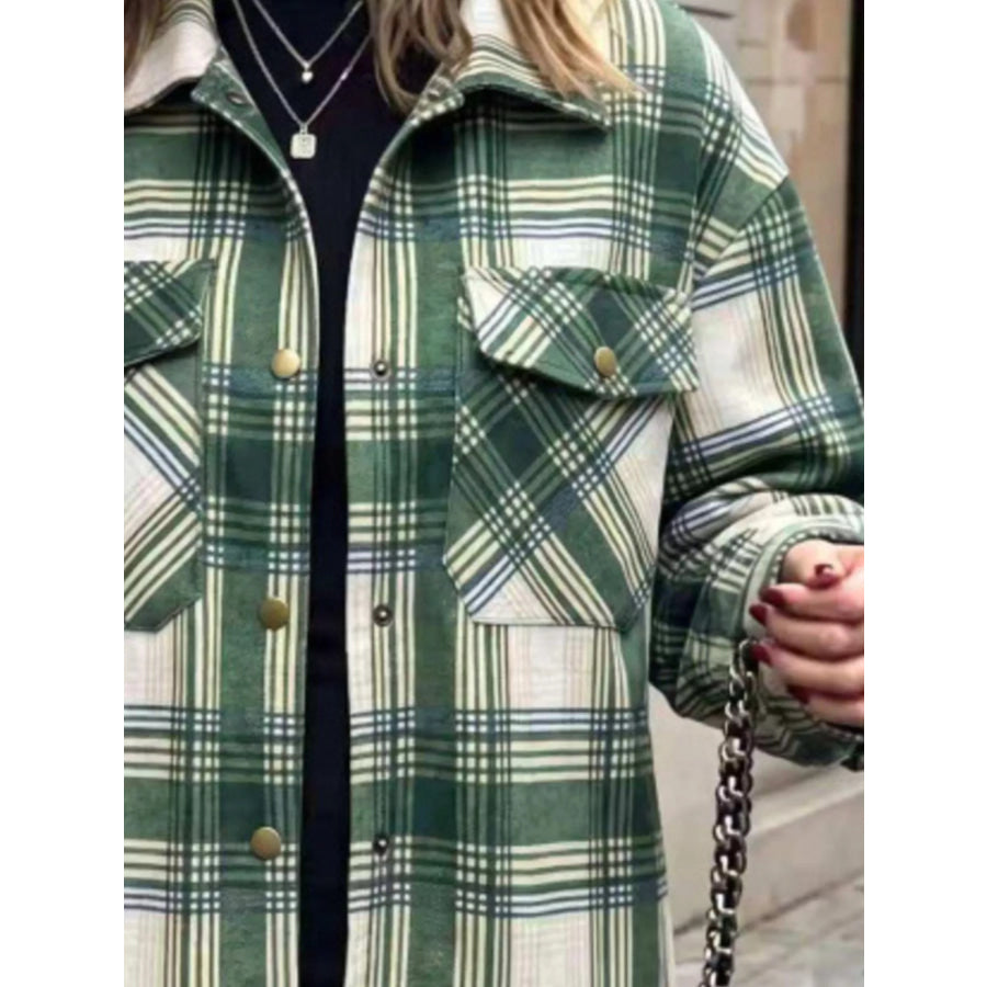 Plaid Snap Down Shacket Apparel and Accessories