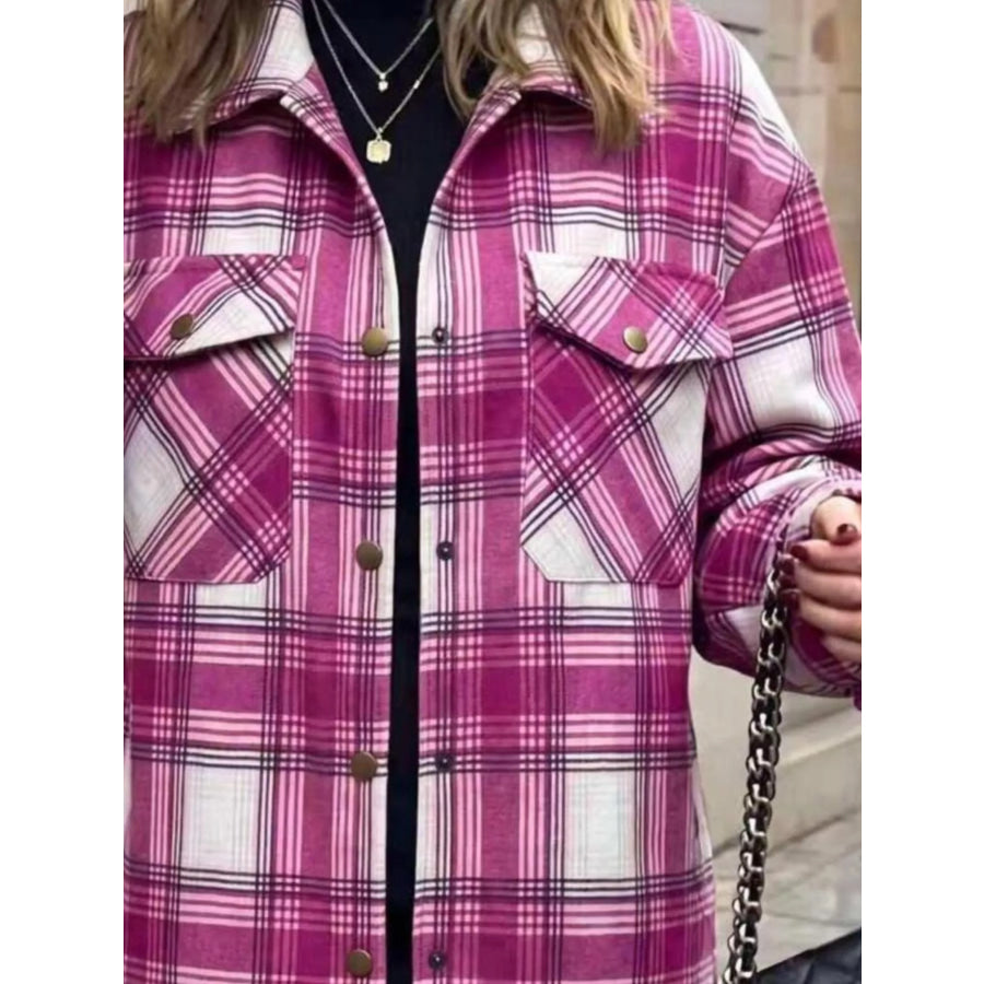 Plaid Snap Down Shacket Apparel and Accessories