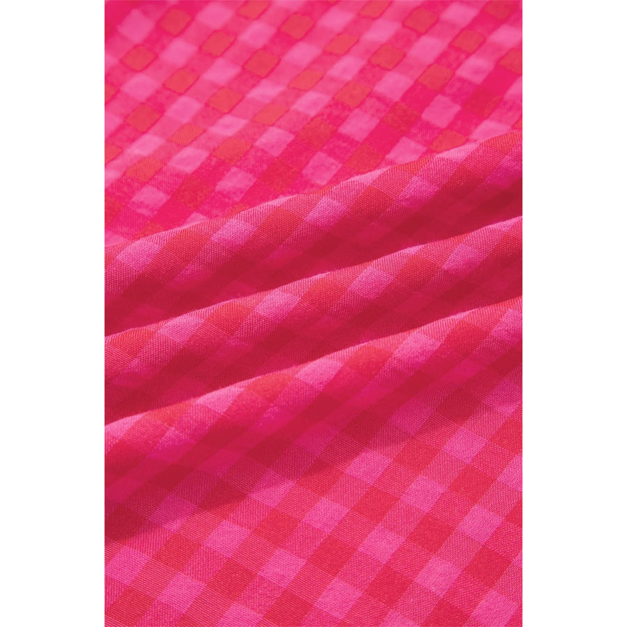 Plaid Square Neck Fit-and-flared Vacation Sundress Apparel and Accessories