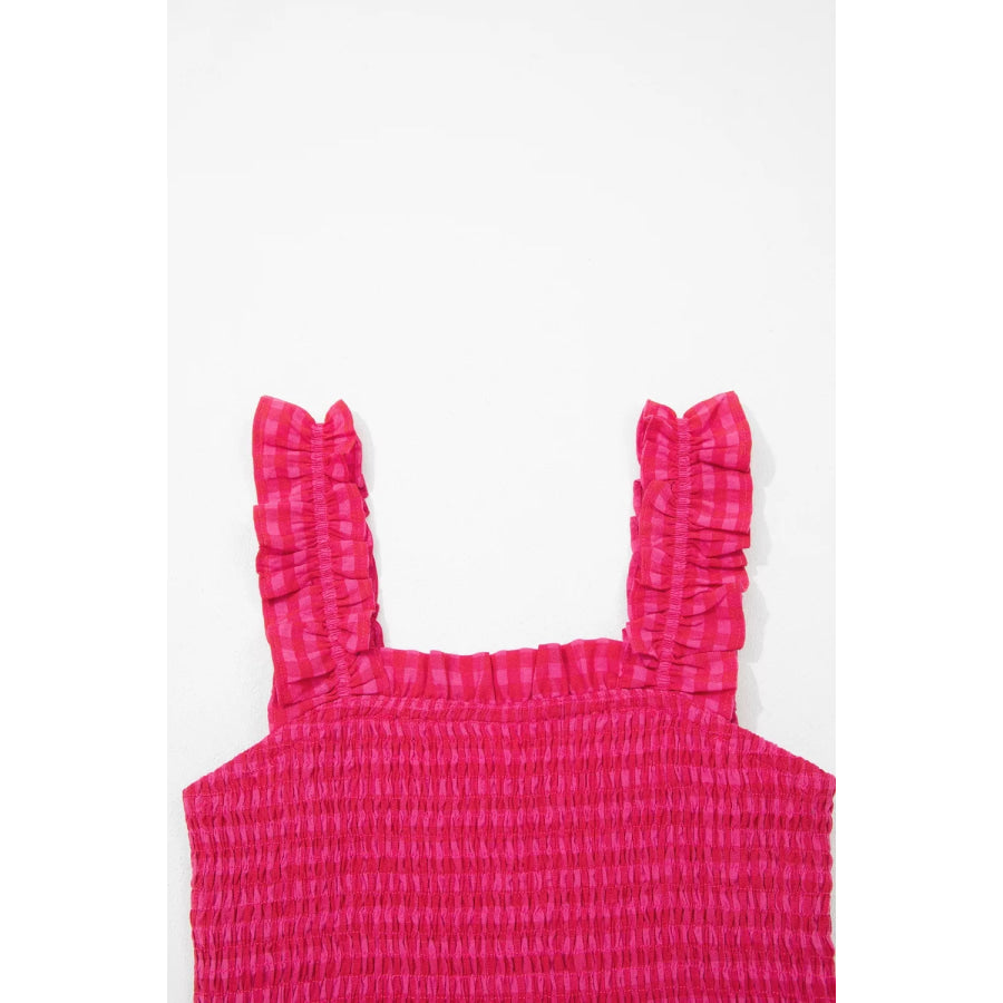 Plaid Square Neck Fit-and-flared Vacation Sundress Apparel and Accessories