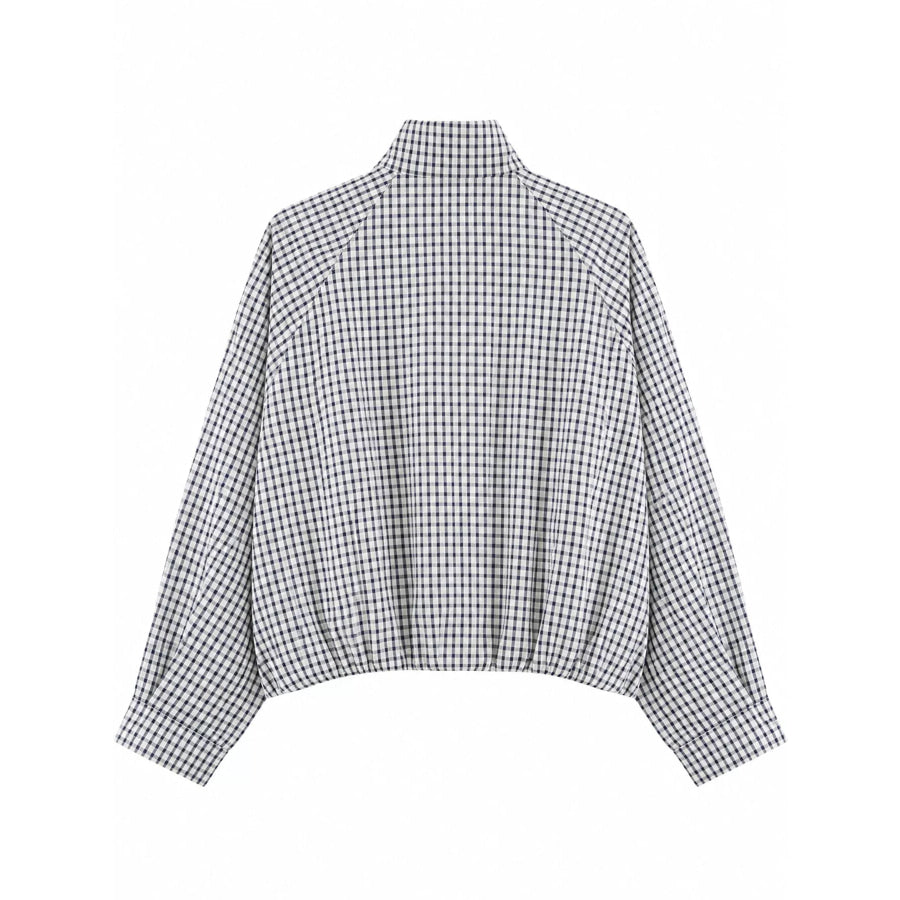 Plaid Stand-Collar Cropped Jacket Apparel and Accessories