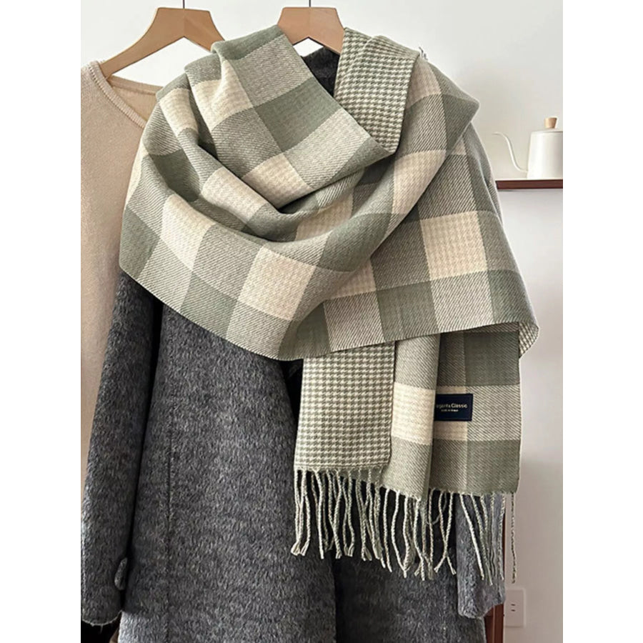 Plaid Tassel Winter Scarf Apparel and Accessories