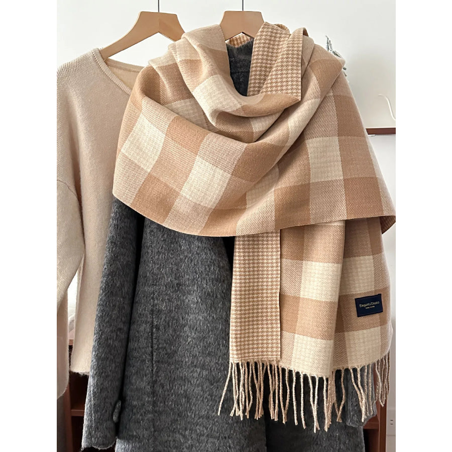 Plaid Tassel Winter Scarf Apparel and Accessories