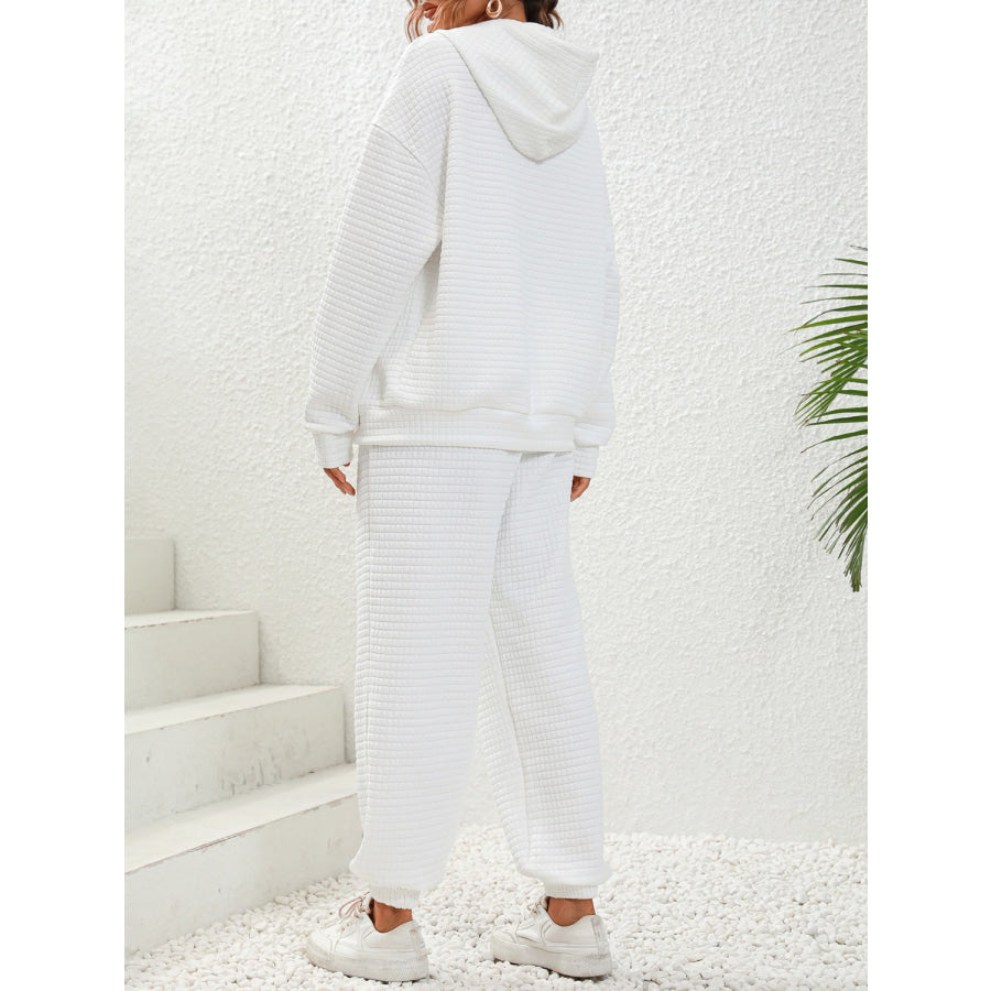 Plaid Texture Zip Up Hooded Jacket Apparel and Accessories