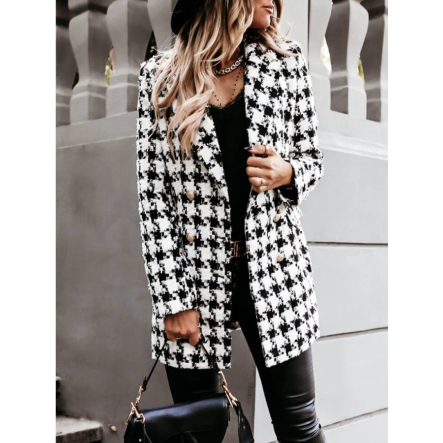Plaid Tweed Double-Breasted Coat Apparel and Accessories