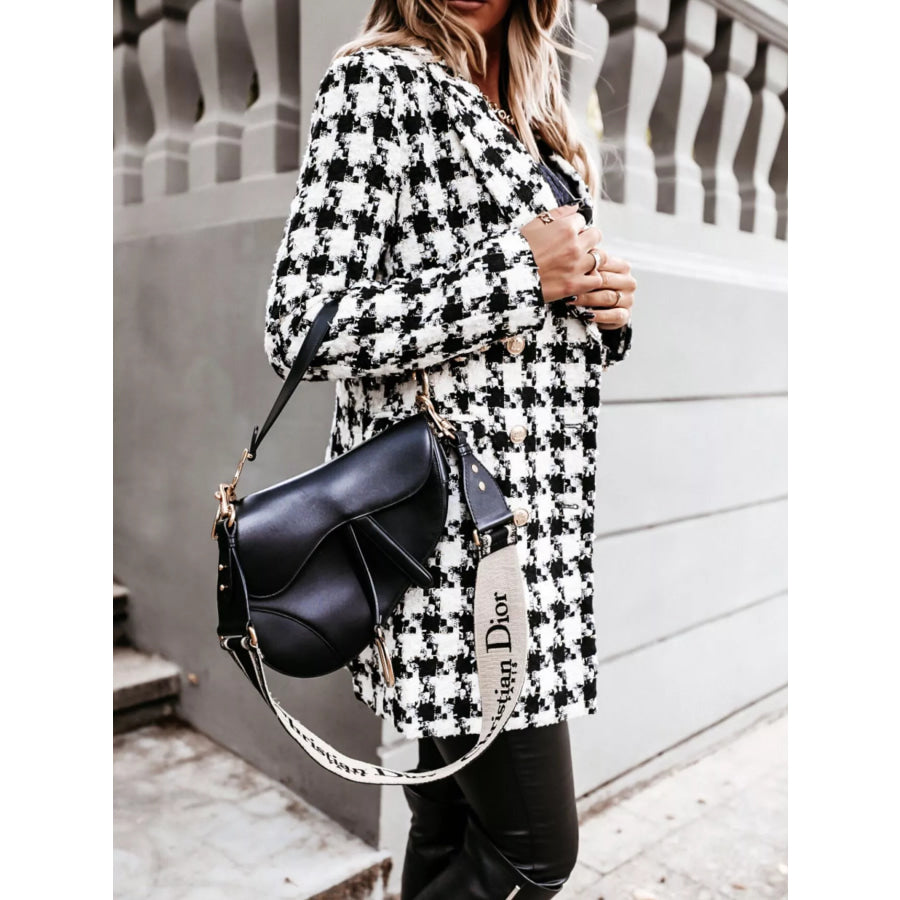 Plaid Tweed Double-Breasted Coat Apparel and Accessories