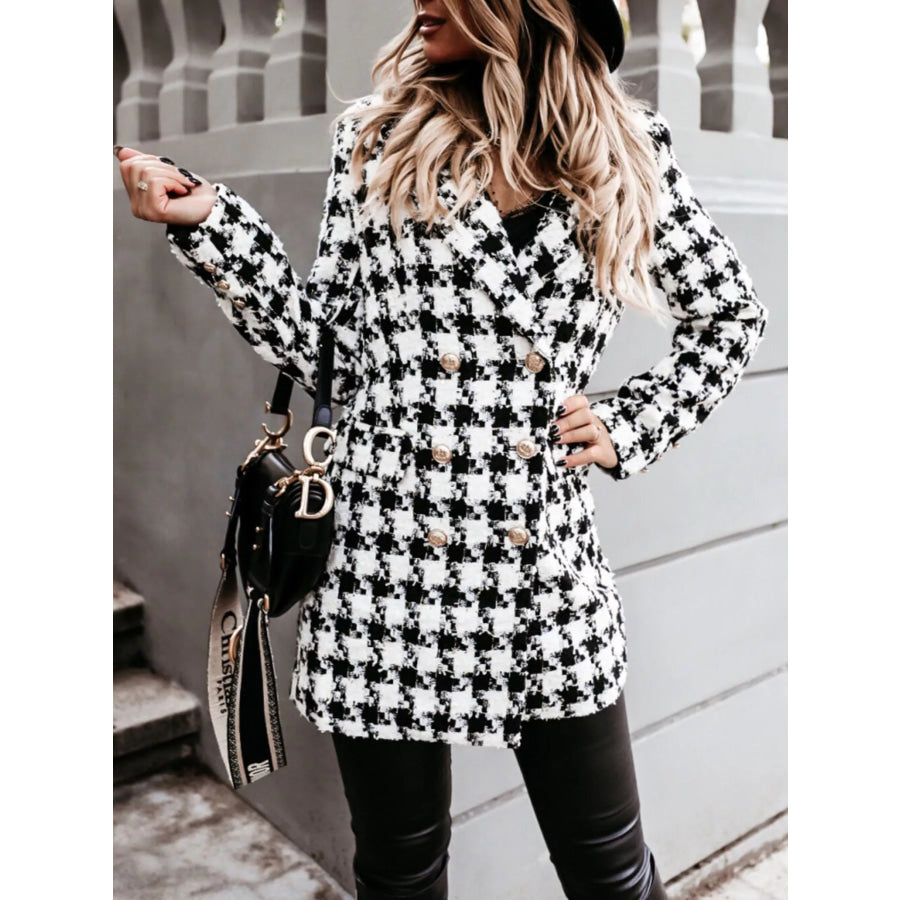 Plaid Tweed Double-Breasted Coat Apparel and Accessories