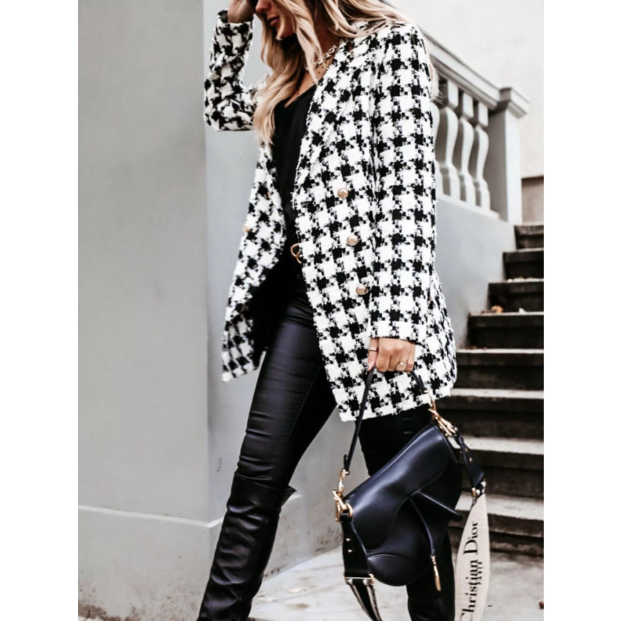 Plaid Tweed Double-Breasted Coat Apparel and Accessories