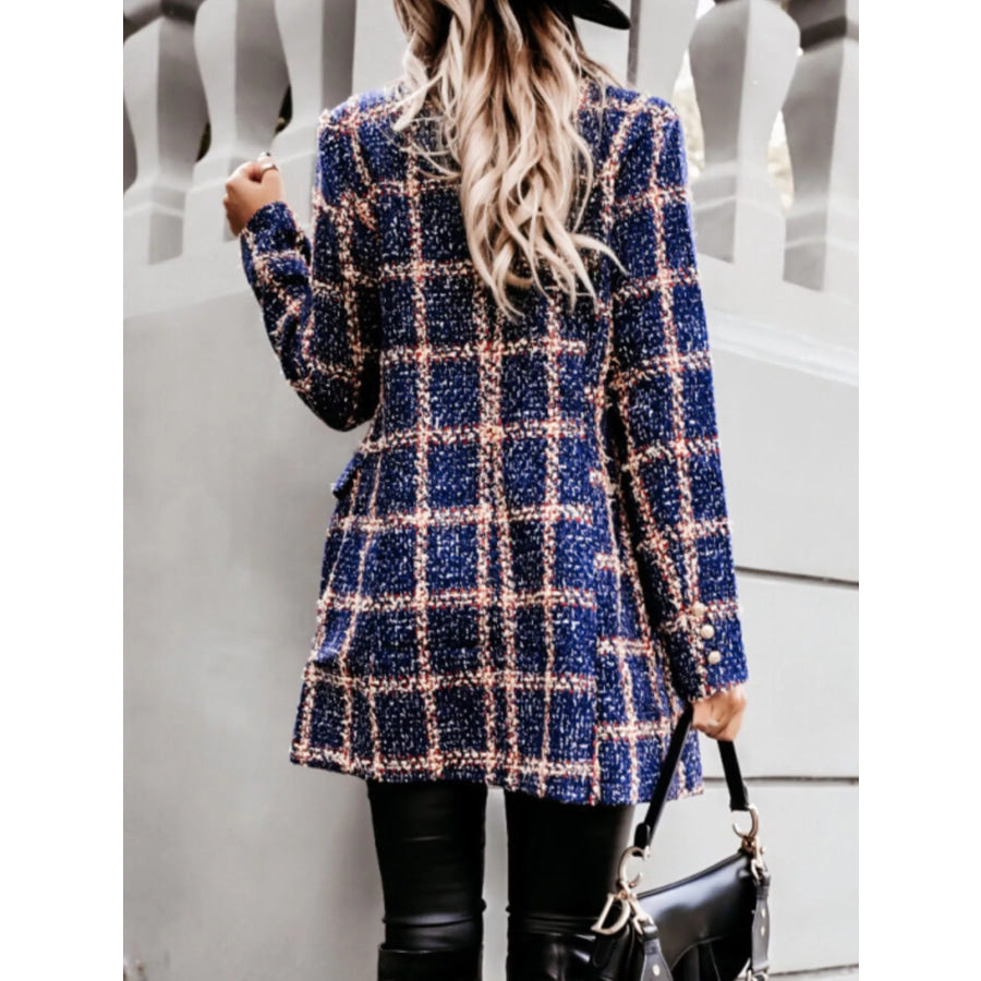 Plaid Tweed Double-Breasted Coat Apparel and Accessories