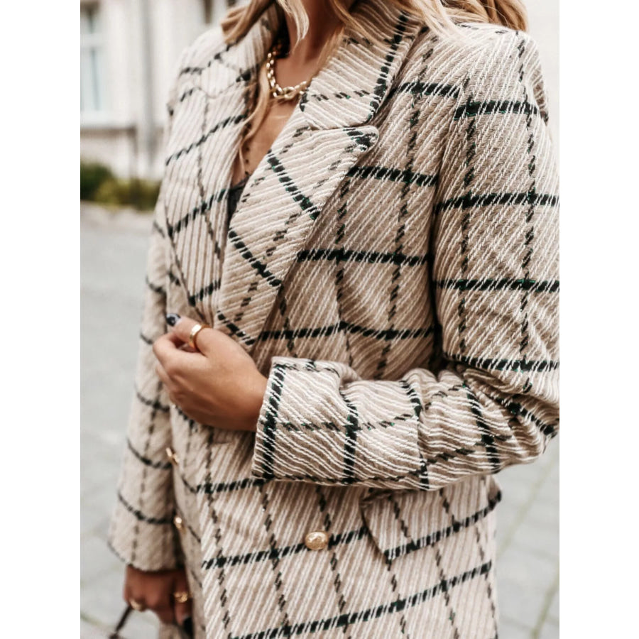 Plaid Tweed Double-Breasted Coat Apparel and Accessories