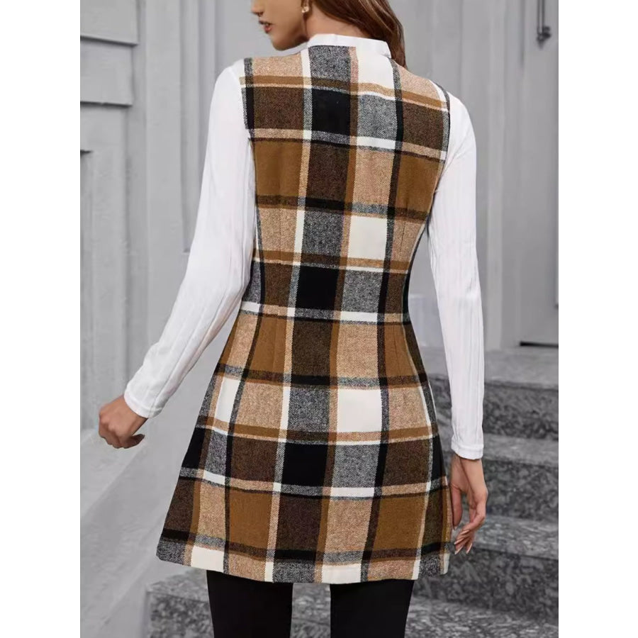 Plaid V-Neck Vest Coat Apparel and Accessories