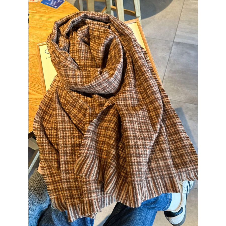 Plaid Warm Scarf Sherbet / One Size Apparel and Accessories