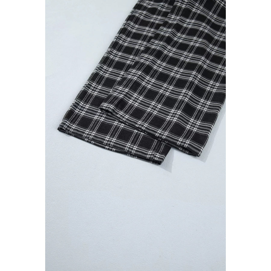 Plaid Wide-Leg Drawstring Pants Apparel and Accessories